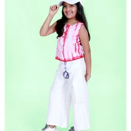 Kiddopanti Rayon Woven Sleeveless Tie Dye Top - Maroon image 5