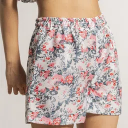 aoba EROTISSCH White Floral Printed Shoulder Straps Ruffled Top With Shorts image 5