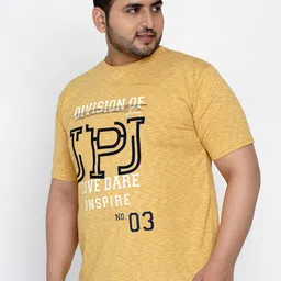 John Pride Men Mustard Yellow Typography Printed T-shirt image 4