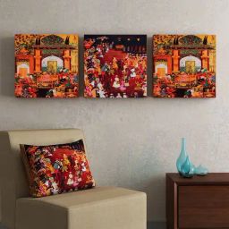 SEJ by Nisha Gupta Multicolor Framed Wall Arts - Set of 3-picture-34