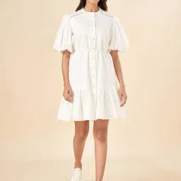 Akkriti by Pantaloons Whisper White Cotton Embroidered Shirt Dress-picture-43