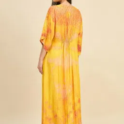 The Kaftan Company Yellow Regular Fit Printed Night Dress image 2