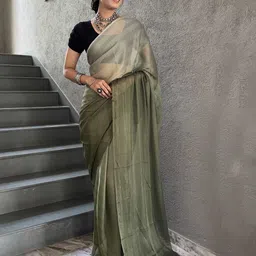 V3 FASHION STUDIO Striped Pure Chiffon Ready to Wear Jamdani Sarees image 2