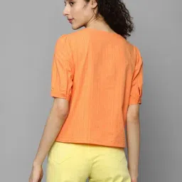 Allen Solly Orange Cotton Regular Fit Shirt image 2