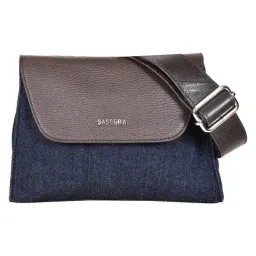 SASSORA QIU Blue & Brown Medium Leather Belt Bag-image-74