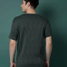 Crimsoune Club Green Slim Fit Self Design T-Shirt image 2