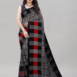 Satrani Grey Printed Saree With Unstitched Blouse Piece-picture-19