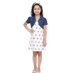 StyleStone Kids Blue & White Printed Dress with Shrug-picture-22