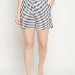 Clovia White & Black Striped Shorts-picture-38