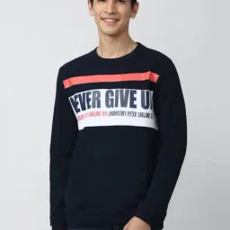 Peter England Navy Slim Fit Printed SweatShirt-picture-10