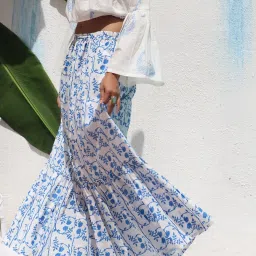 Chidiyaa Walk In the Clouds Stella Handprinted Cotton Skirt image 2