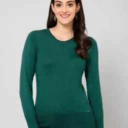 Crozo By Cantabil Teal Wool Pullover-image-89