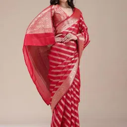 Koskii Red Zariwork (Gold) Banarasi Silk Saree-picture-11