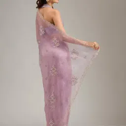 Koskii Lavender Stonework (Gold) Tissue Saree image 2