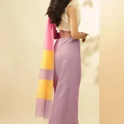 Taneira Multicolored Plain Saree With Unstitched Blouse image 2