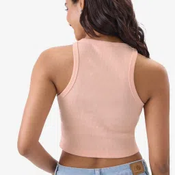 The Souled Store Pink Slim Fit Tank Top image 2