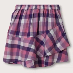 Elle Kids Pink & Purple Chequered Skirt image 2