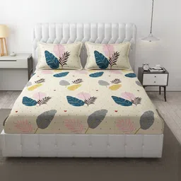 Filymore Cream-Coloured 300 TC King Bedsheet with 2 Pillow Covers-picture-22