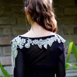 Odette Silver Embellished Fancy Short Cape image 2