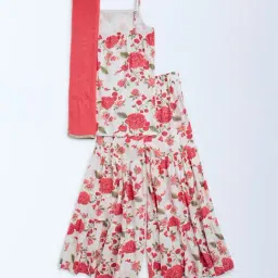 Utsa Kids by Westside Off-White Floral Design Straight Ethnic Set image 2