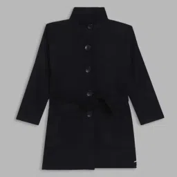 Blue Giraffe Girls Black Solid Full Sleeves Overcoat-picture-42