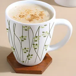 Larah by BOROSIL White & Green Floral Printed Opalware Matte Mugs Set of Cups and Mugs image 3