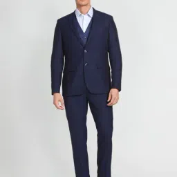 Arrow Royal Blue Regular Fit Texture Three Piece Suit-image-0