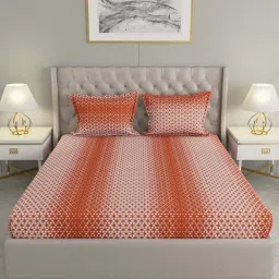 Raymond Home Shubham Orange 120 TC Cotton King Bedsheet with 2 Pillow Covers image 2