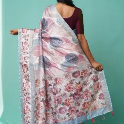 Unnati Silks Multicolored Silk Embroidered Saree With Unstitched Blouse image 2