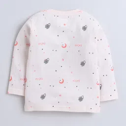 Bumzee Kids Light Peach Printed Full Sleeves Jhabla With Pyjamas image 2