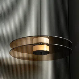 Whispering Homes Horizontal Gold Glass Double Disk Hanging Pendant Light image 2