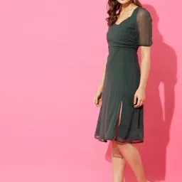 Anvi Be Yourself Green A-Line Dress image 3