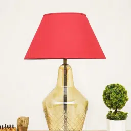 kapoor lamp shades Kapoor E Illuminations 'Lolita' Maroon & Antique Gold Glass Table Lamp - Set of 1 image 3