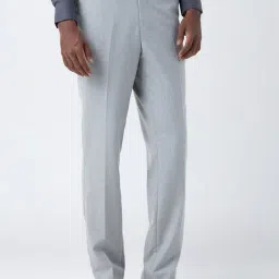 WES Formals by Westside Grey Striped Relaxed-Fit Mid-Rise Trousers-picture-22