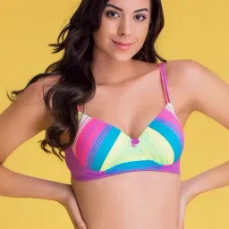 Clovia Multicolor Striped Full Coverage Padded T-Shirt Bra-picture-23