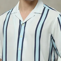 Mufti Men Cuban Collar Vertical Striped Casual Shirt image 4