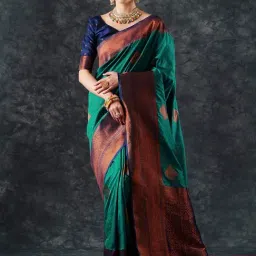 Saree Mall Blue Woven Sarees With Unstitched Blouse-picture-21