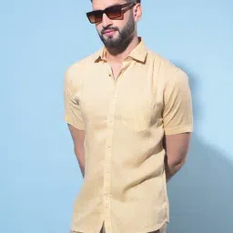Crimsoune Club Yellow  Slim Fit Texture Shirt-image-85