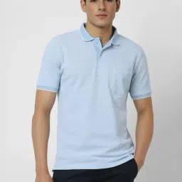 Peter England Blue Cotton Regular fit Stripes Polo T-Shirt-picture-17