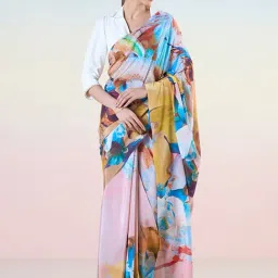 navyasa by liva Multicolored Printed Saree With Unstitched Blouse-picture-27