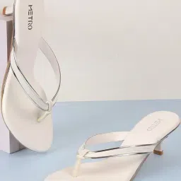 Metro Women's White Thong Sandals-image-80