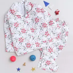 The Magic Wand Kids White & Red Printed Full Sleeves Shirt Set-image-37