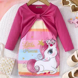 INCLUD Girls Colourblocked Shoulder Straps A-Line Dress image 3