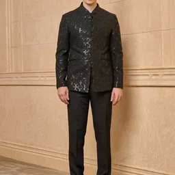 Tasva Black Georgette Embroidered Bandhgala image 2