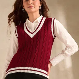 Outzidr Women Cable Knit Sweater Vest-picture-42