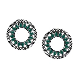 VENI 92.5 Silver-Plated Circular Shaped Oxidised Studs image 4