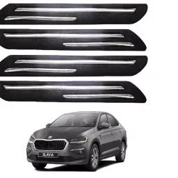 SCA Rubber Car Side Bumper Protector Guard with Double Chrome Strip for Skoda Slavia All Model Black (Set of 4)-picture-22