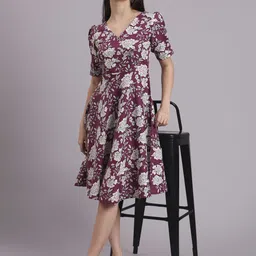 DHAKRE FASHION Floral Printed Cotton Fit & Flare Dress-image-98