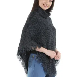 Mustard Black Textured Poncho image 3