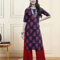 HERE&NOW Selection Of 3 Geometric Printed Round Neck Straight Kurtas image 2